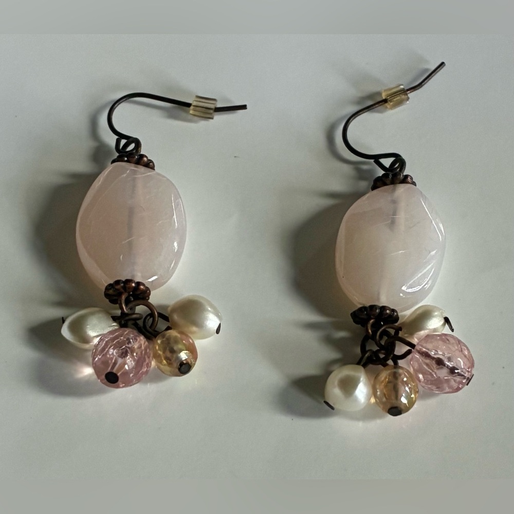 🌷Cookie Lee Pink and Freshwater Pearl Drop Earrings - Picture 5 of 8